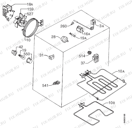 Взрыв-схема плиты (духовки) Zanussi ZBM761N - Схема узла Electrical equipment 268